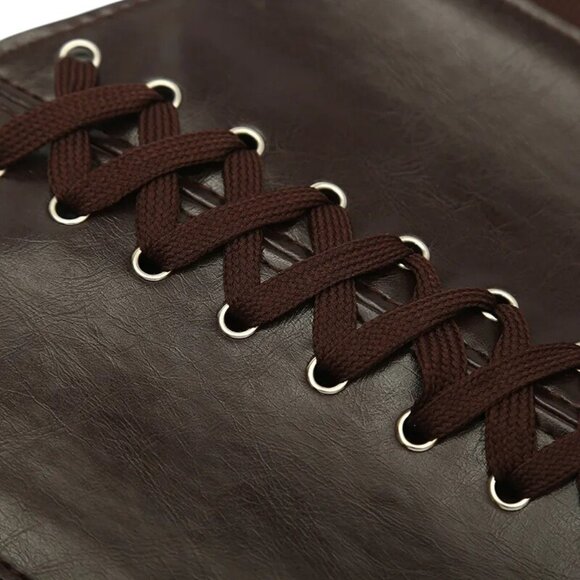 2/$30 Chocolate Brown Criss Cross Tie Elastic Belt - Picture 3 of 12